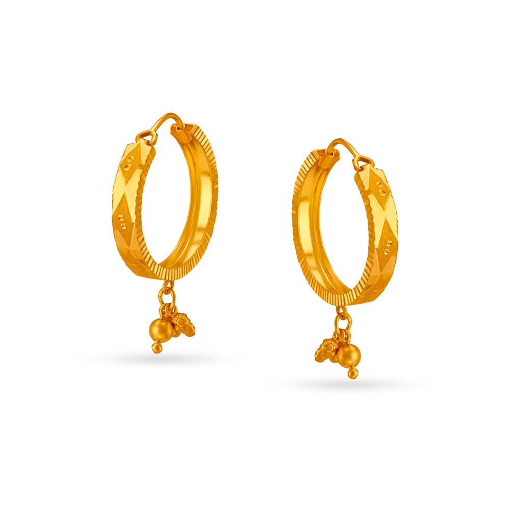 Glamorous Gold Hoop Earrings With Beads,,hi-res image number null