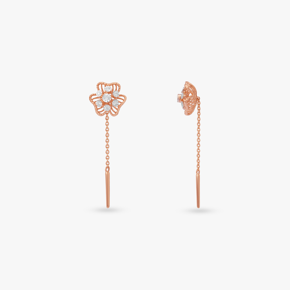 Floral Cascade Diamond Drop Earrings,,hi-res image number null