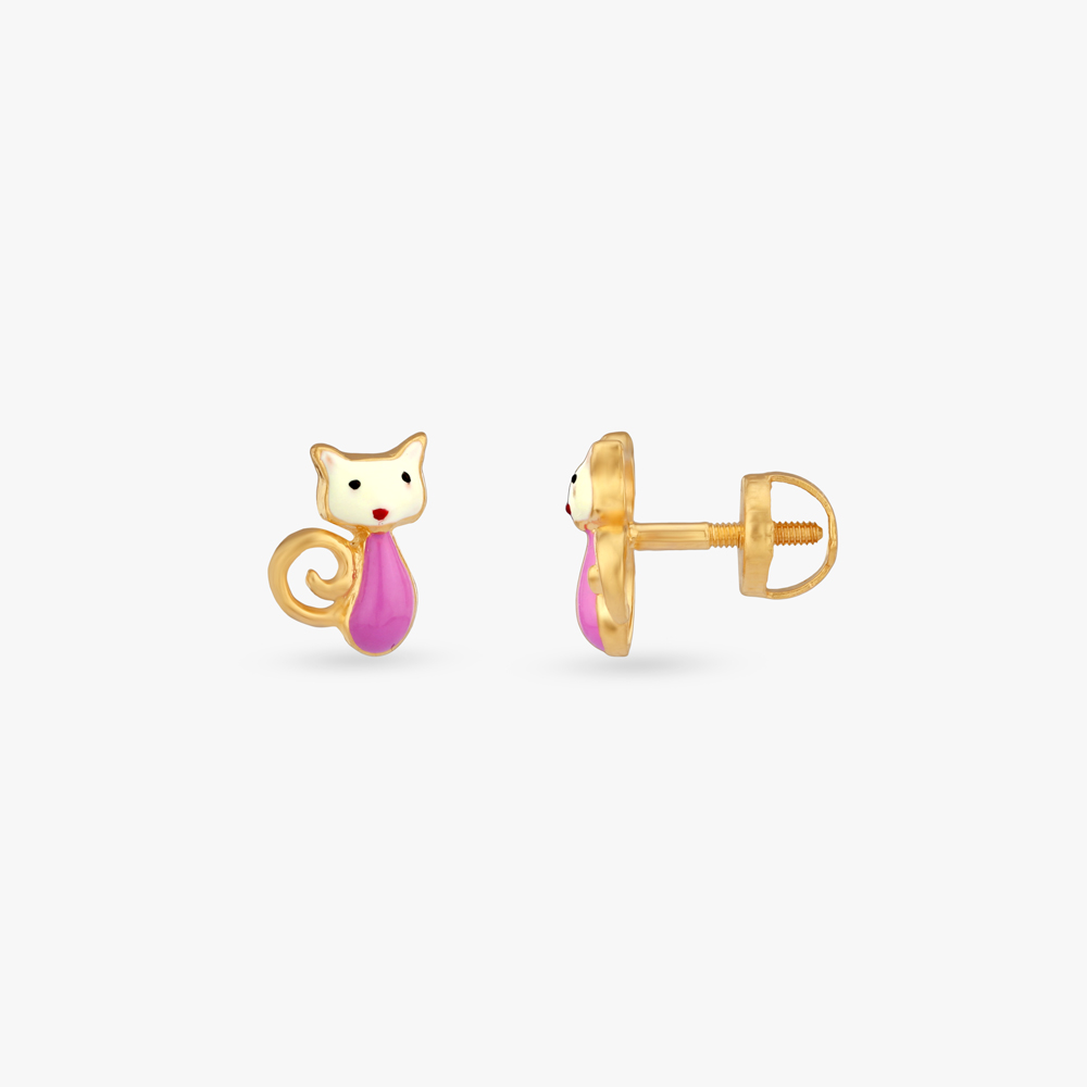 Meow Magic Gold Stud Earrings for Kids,,hi-res image number null