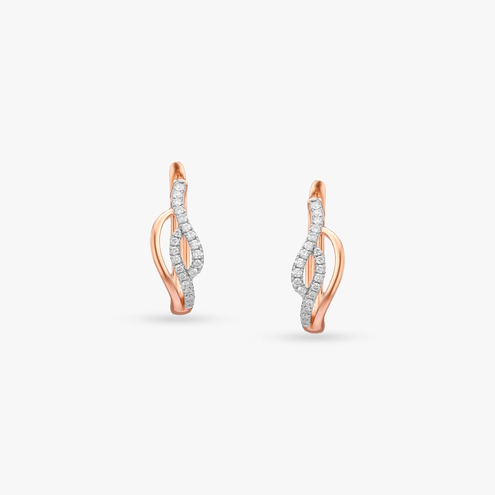 Wave Gleam Diamond Hoop Earrings,,hi-res image number null