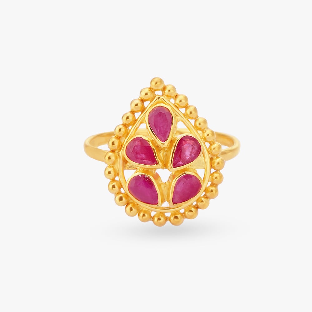Teardrop Elegance Gold Finger Ring,,hi-res image number null