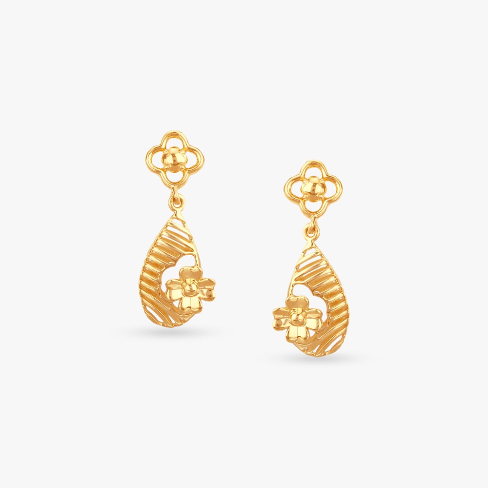 

Spiral Bloom Gold Drop Earrings