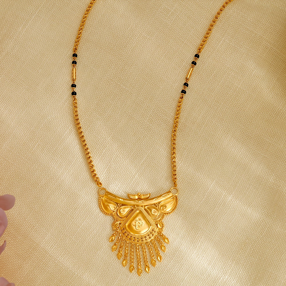 Magnificent Traditional Black Bead and Gold Mangalsutra Pendant,,hi-res image number null