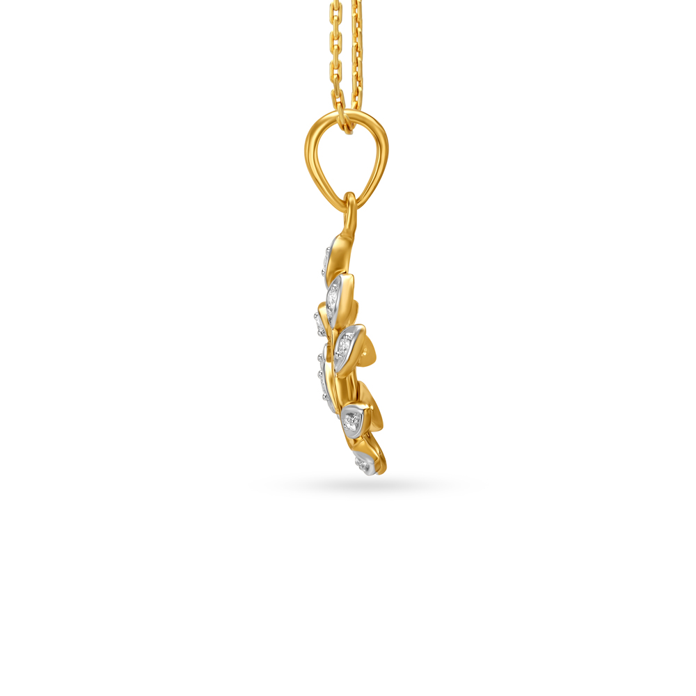 Elegant Leaf Motif Diamond Pendant,,hi-res image number null