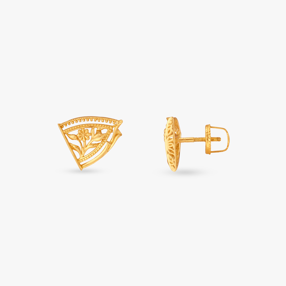 Blossom Curve Gold Stud Earrings,,hi-res image number null