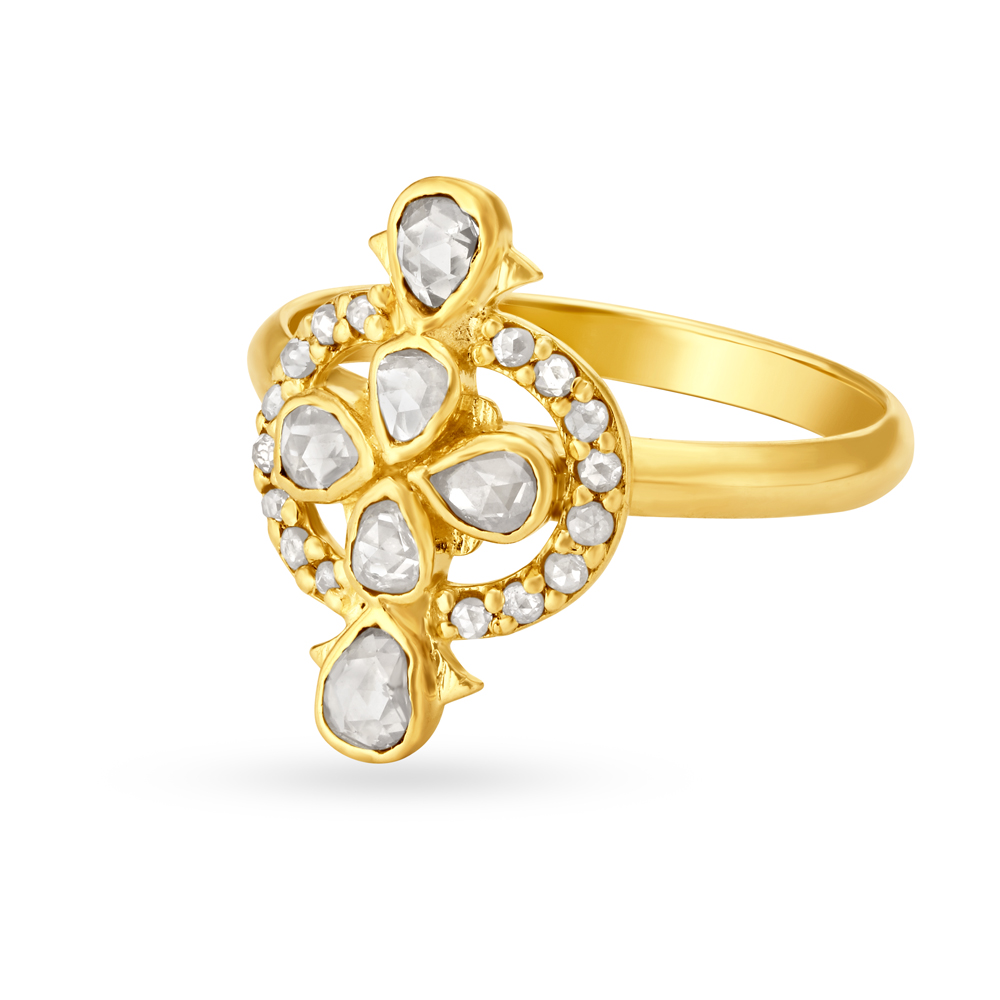 Eccentric 18 Karat Yellow Gold And Polki Diamond Ring,,hi-res image number null