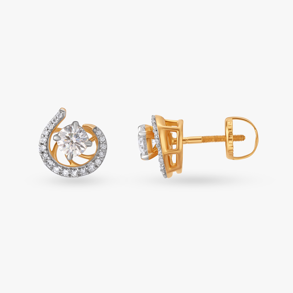 Luminary Crescent Celeste Solitaire Stud Earrings,,hi-res image number null