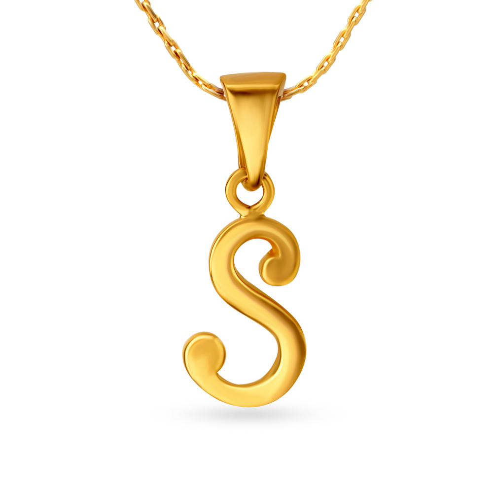 Elegant 22 Karat Yellow Gold Alphabet S Pendant,,hi-res image number null