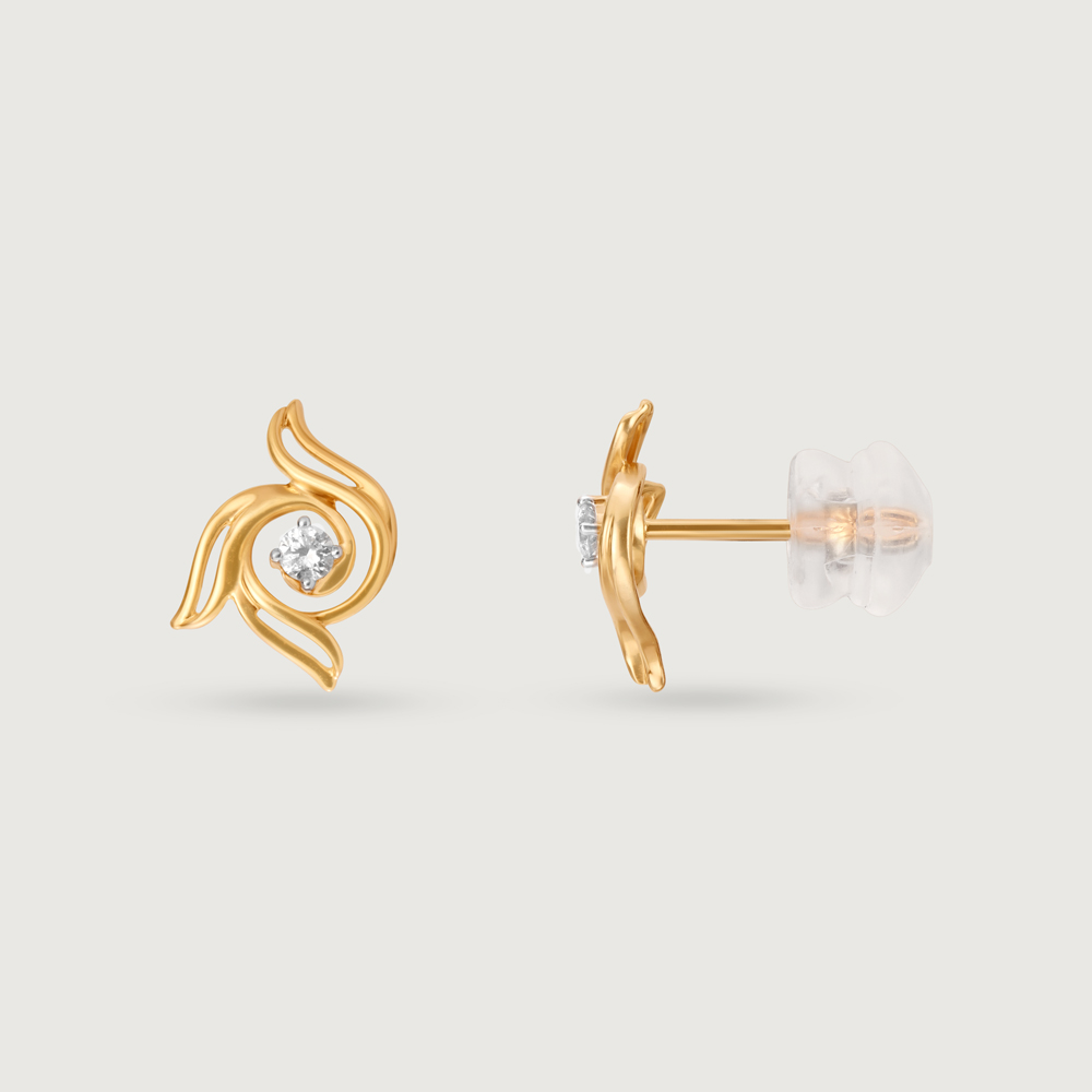 Petal Radiance 14 Kt Gold & Diamond Stud Earrings,,hi-res image number null