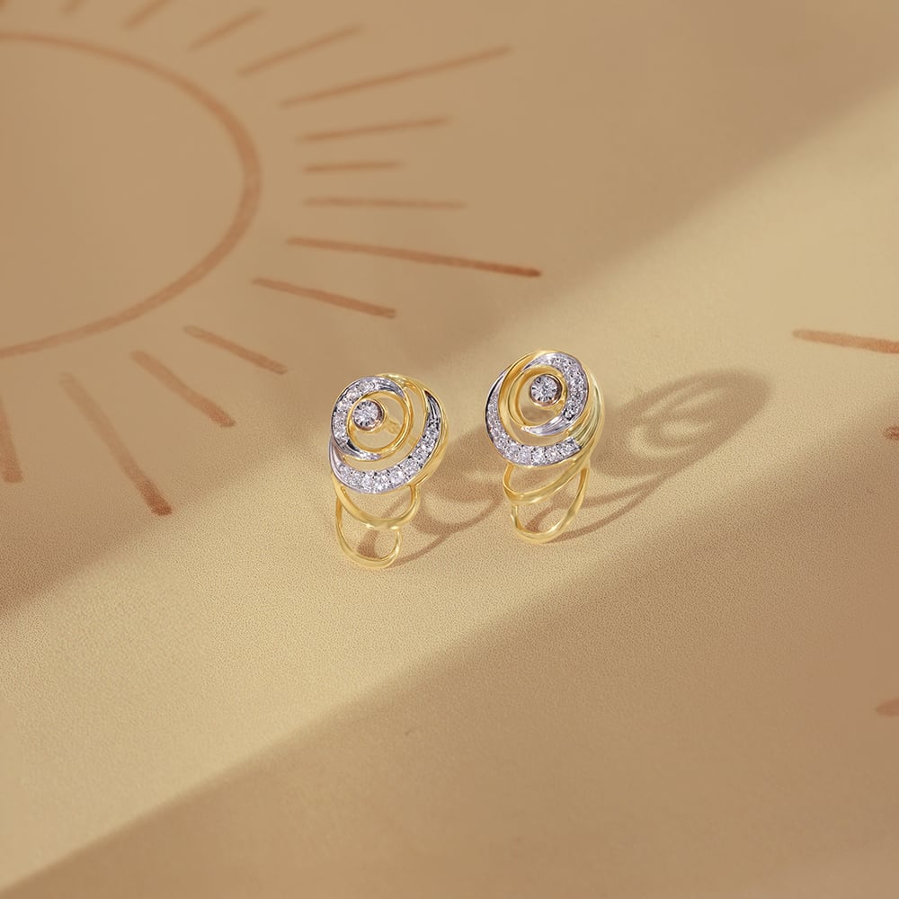 Solar Swirl Diamond Stud Earrings,,hi-res image number null