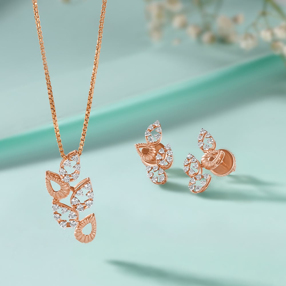 Sprightly Charm Diamond Pendant and Earrings Set