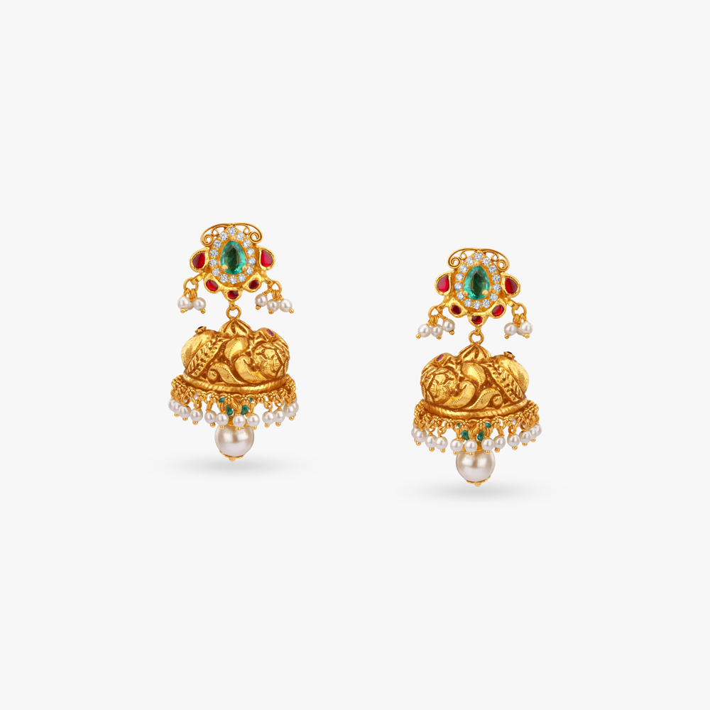Heritage Pavilion Gold Jhumka Earrings,,hi-res image number null