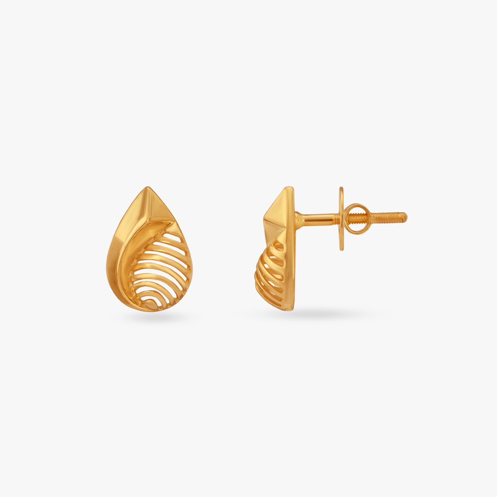Luminous Curve Gold Stud Earrings,,hi-res image number null