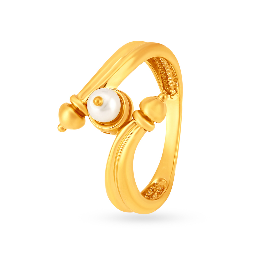 Exquisite 22 Karat Yellow Gold And Pearl Finger Ring,,hi-res image number null