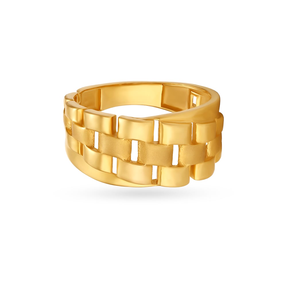 Suave Bracelet Pattern Gold Finger Ring For Men,,hi-res image number null