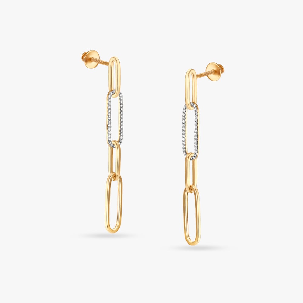 Golden Serenity Diamond Drop Earrings