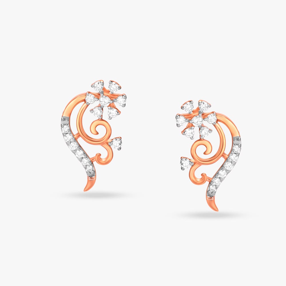 Elegant Flowers Diamond Stud Earrings