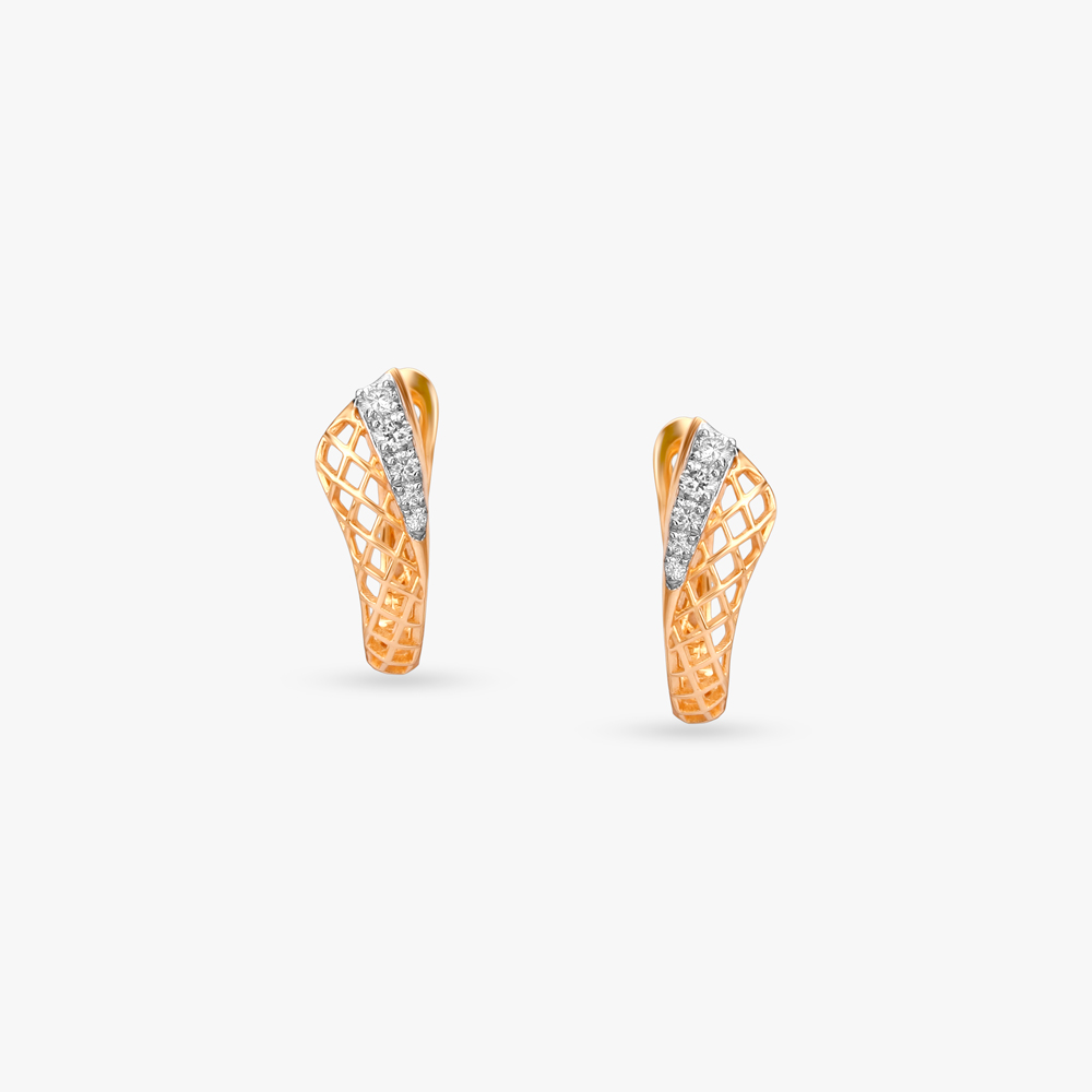 Radiant Weave Diamond Hoop Earrings,,hi-res image number null