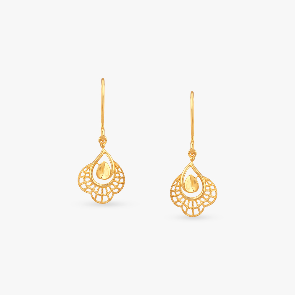 Fan Teardrop Gold Drop Earrings,,hi-res image number null