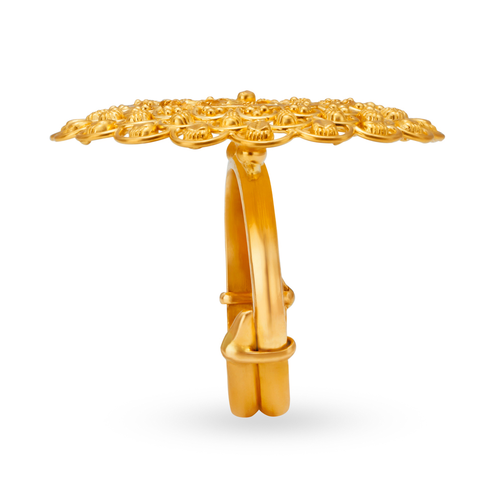 Majestic Floral Gold Finger Ring,,hi-res image number null