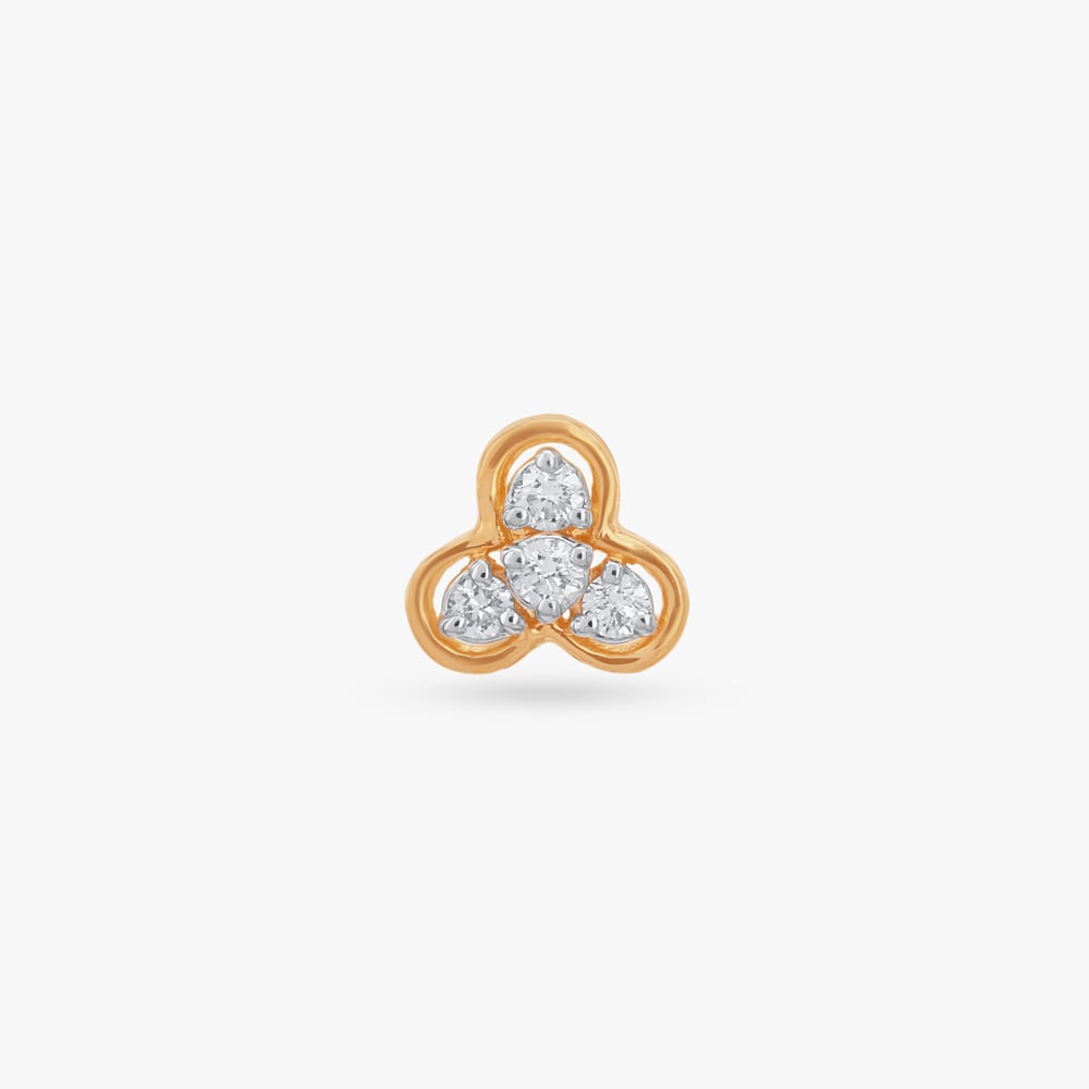 Triple Petal Diamond Nose Pin,,hi-res image number null
