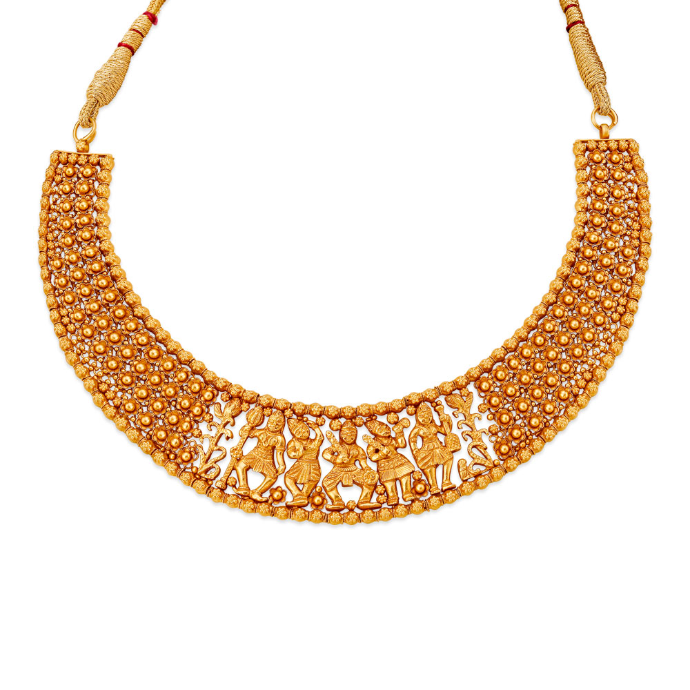 Traditional Temple Figurines Gold Necklace Set,,hi-res image number null