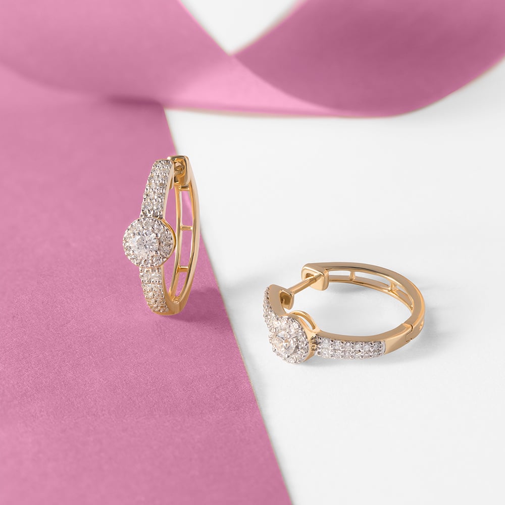 Sparkling Fringe Gold & Diamond Hoop Earrings,,hi-res image number null