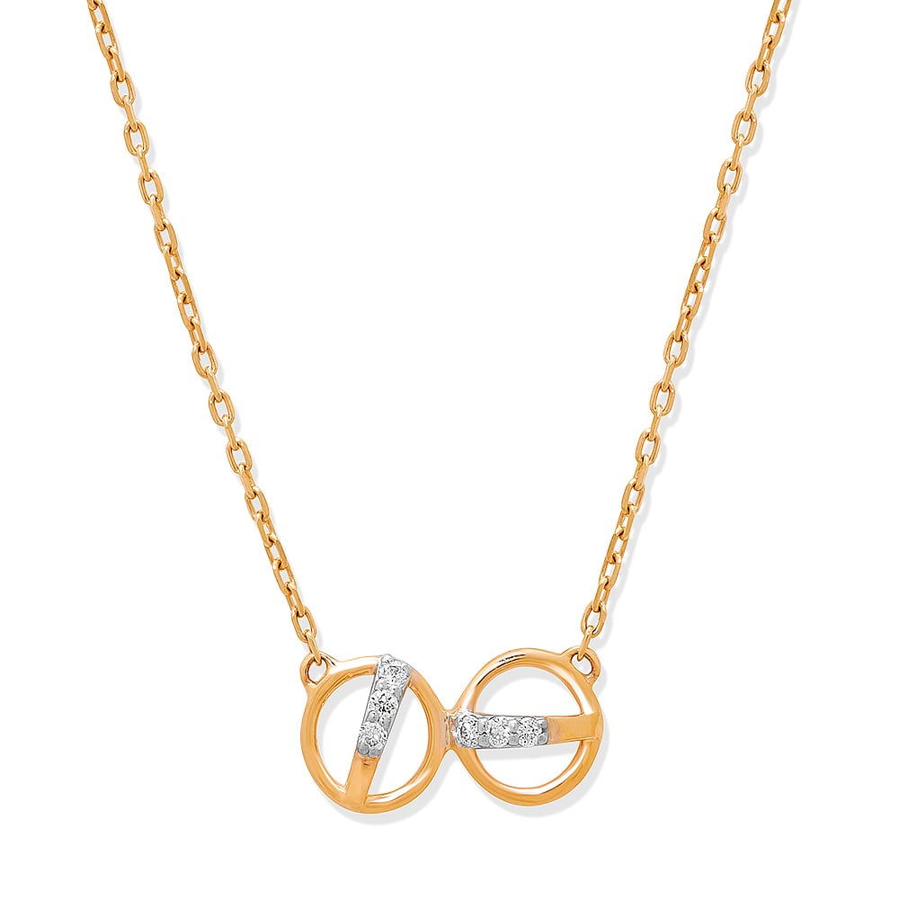 14KT Yellow Gold Delicate Radians Diamond Pendant with Chain