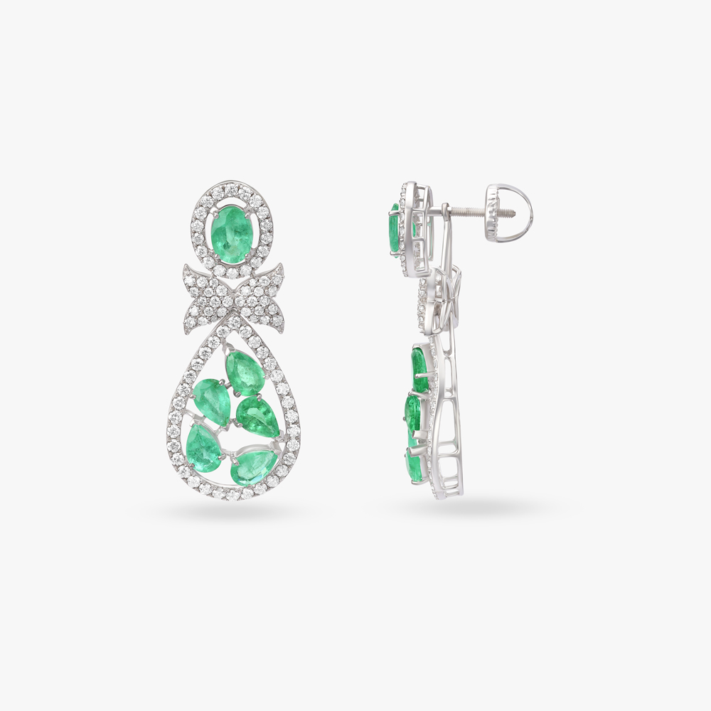 Ethereal Emerald and Diamond Teardrop Earrings,,hi-res image number null