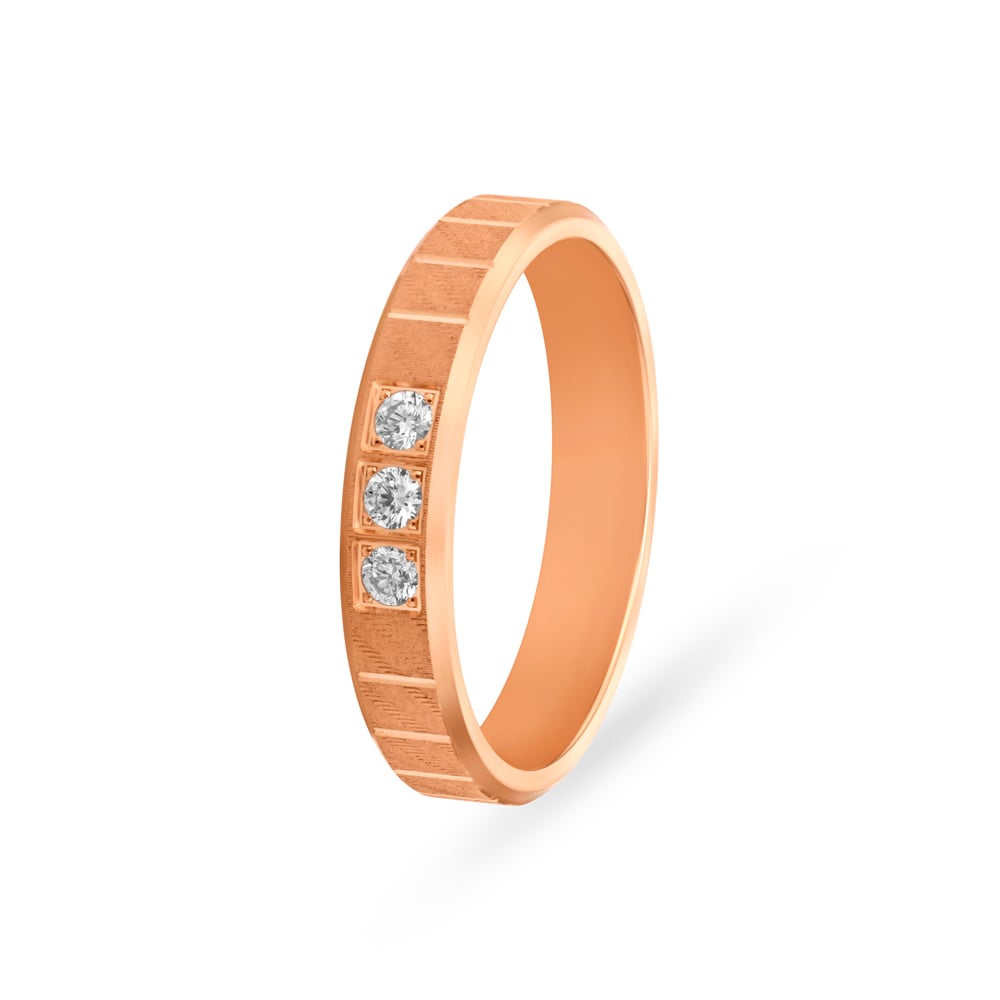Sleek Diamond 3 Stone Embellished Gold Finger Ring,,hi-res image number null