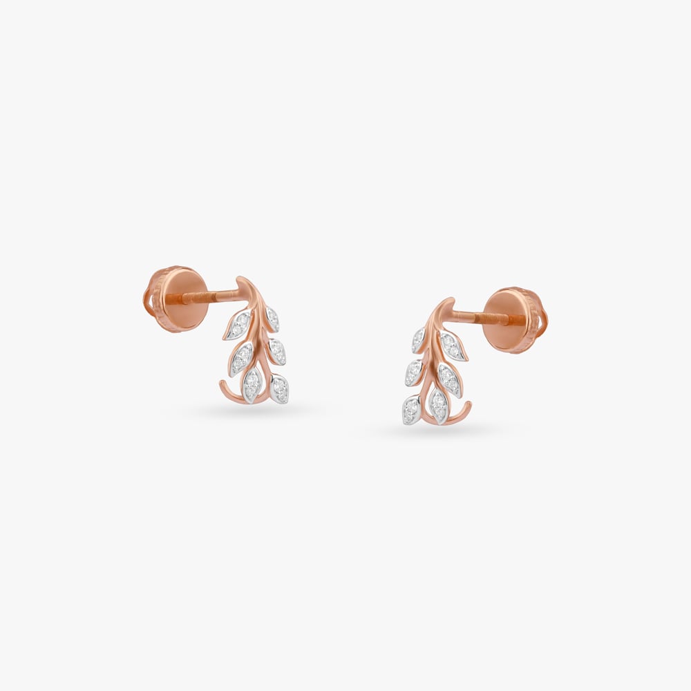 Whispering Leaves Diamond Stud Earrings,,hi-res image number null