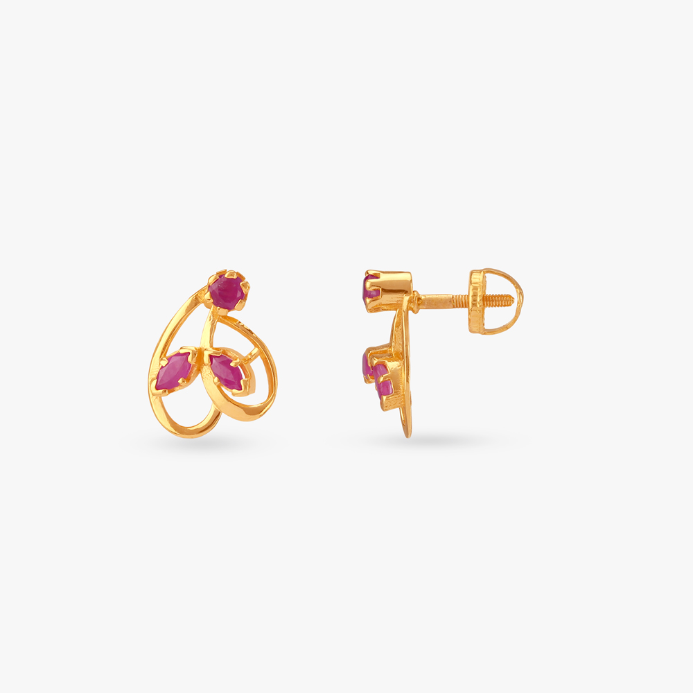Graceful Loop Ruby Stud Earrings,,hi-res image number null