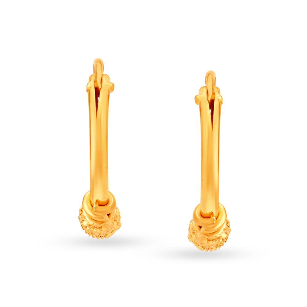 

Enticing 22 Karat Yellow Gold Bali-Style Hoops