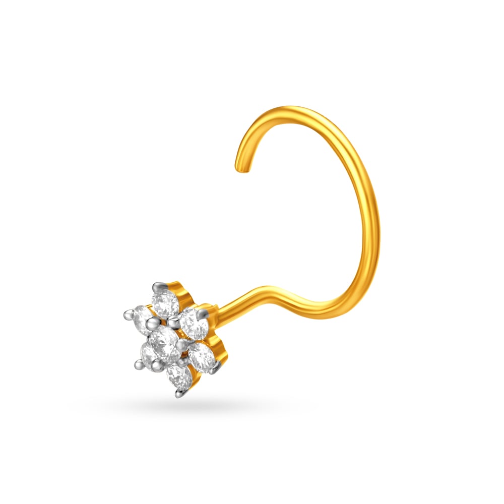 Stunning Floral Seven Stone Diamond Nose Pin,,hi-res image number null