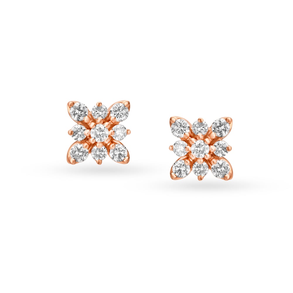 Floral Diamond Stud Earrings,,hi-res image number null