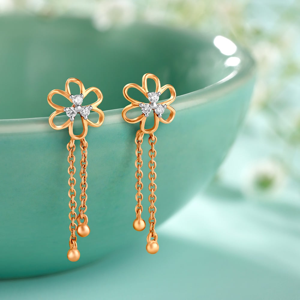 Fresh Flower Diamond Drop Earrings,,hi-res image number null