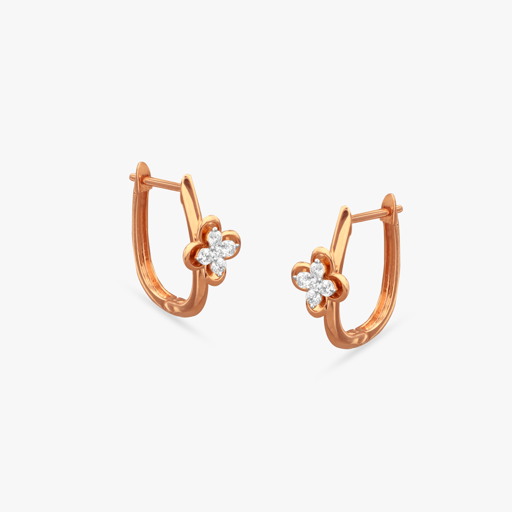 Petite Clover Diamond Hoop Earrings,,hi-res image number null