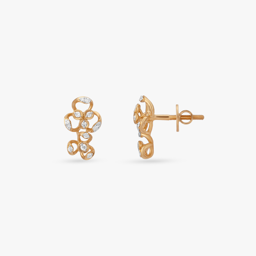 Cascade Bloom Diamond Stud Earrings,,hi-res image number null
