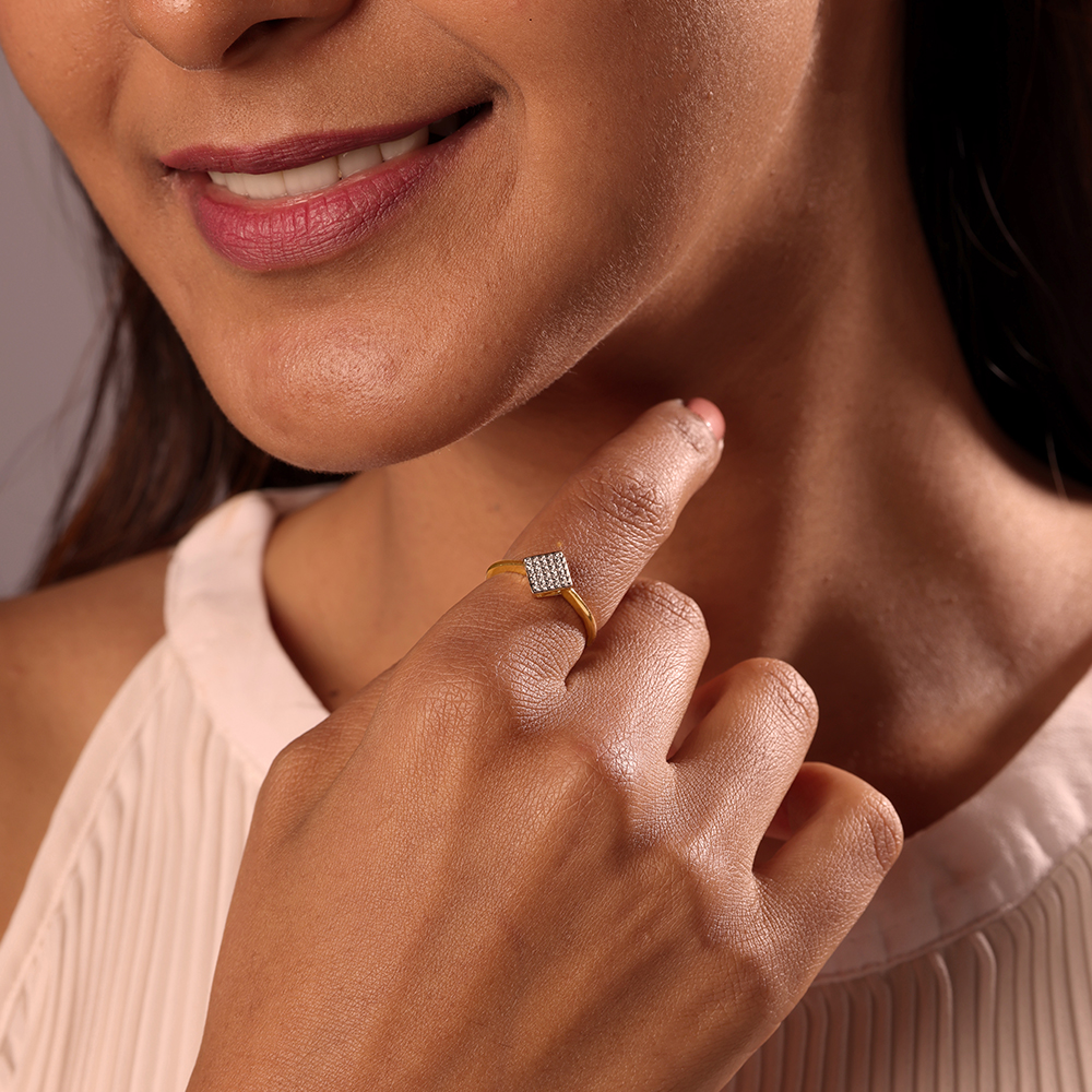 Geometric Splendour 14KT Gold & Diamond Ring,,hi-res image number null