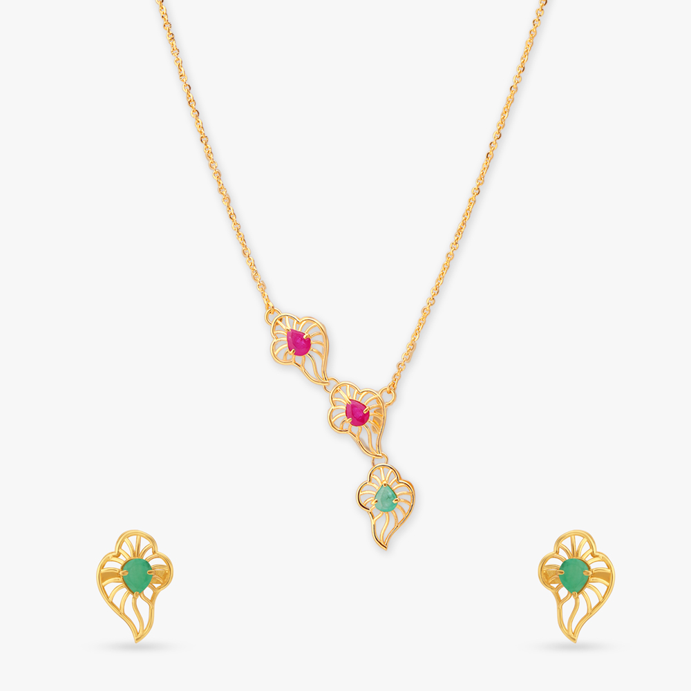 Asymmetric Gold Necklace Set,,hi-res image number null
