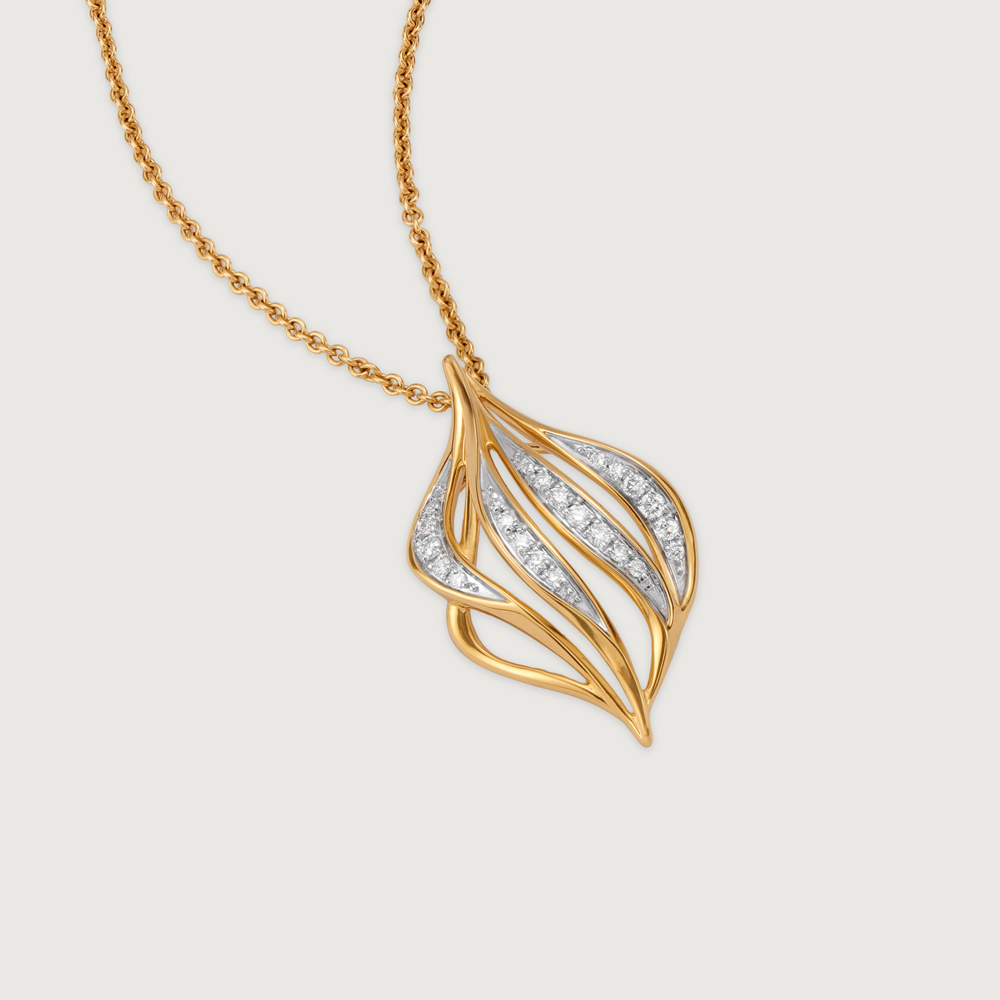 Draped Elegance 14 Kt Gold & Diamond Pendant,,hi-res image number null
