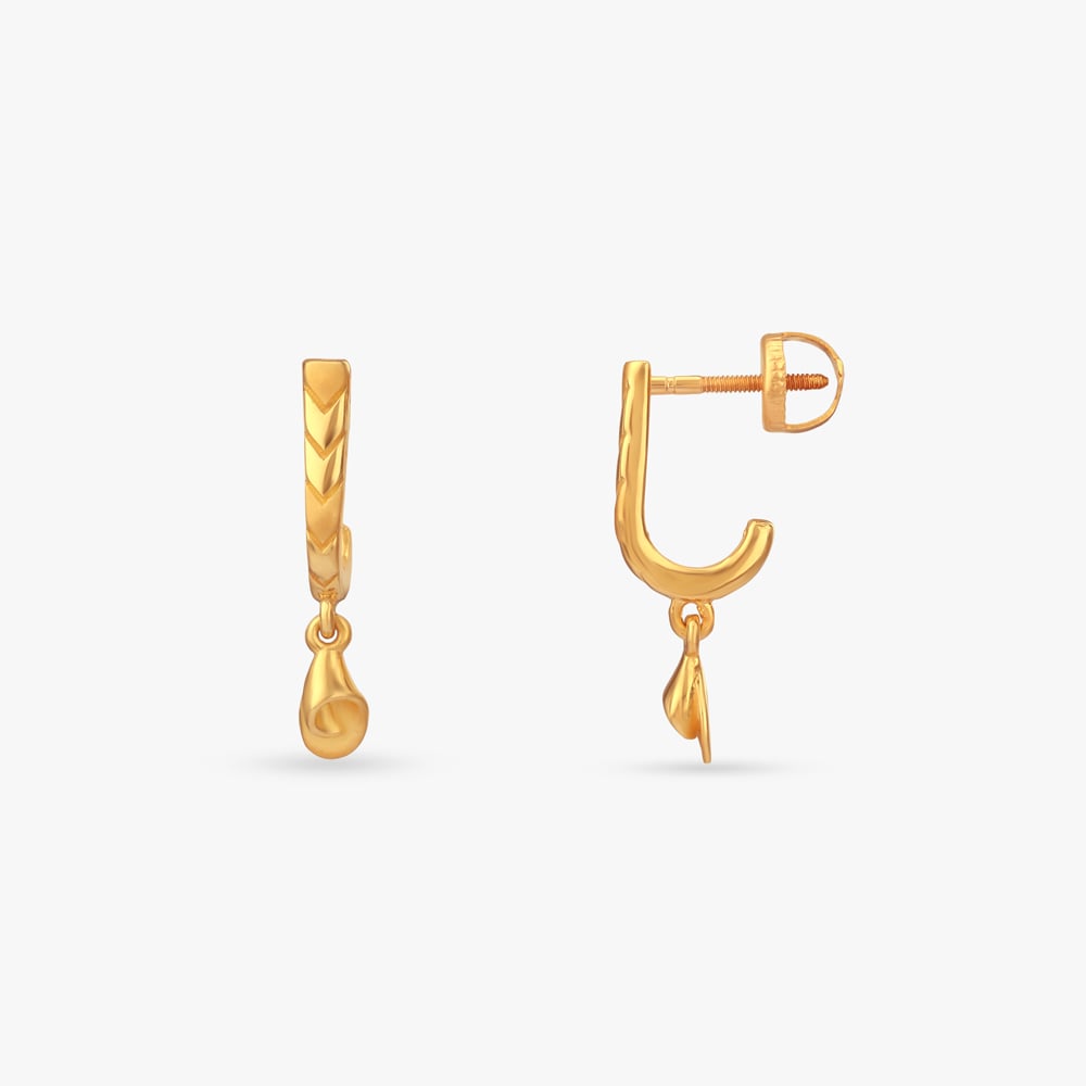 Chevron Teardrop Gold Drop Earrings,,hi-res image number null