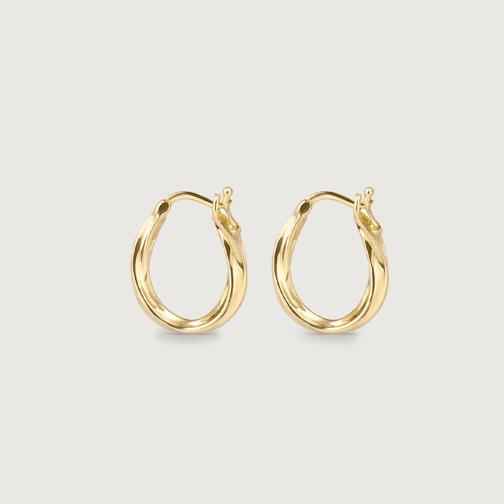 Twisted Oval Gold Hoop Earrings,,hi-res image number null