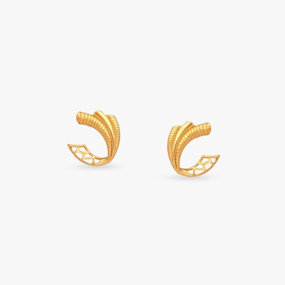 Leaf Arc Gold Stud Earrings,,hi-res image number null