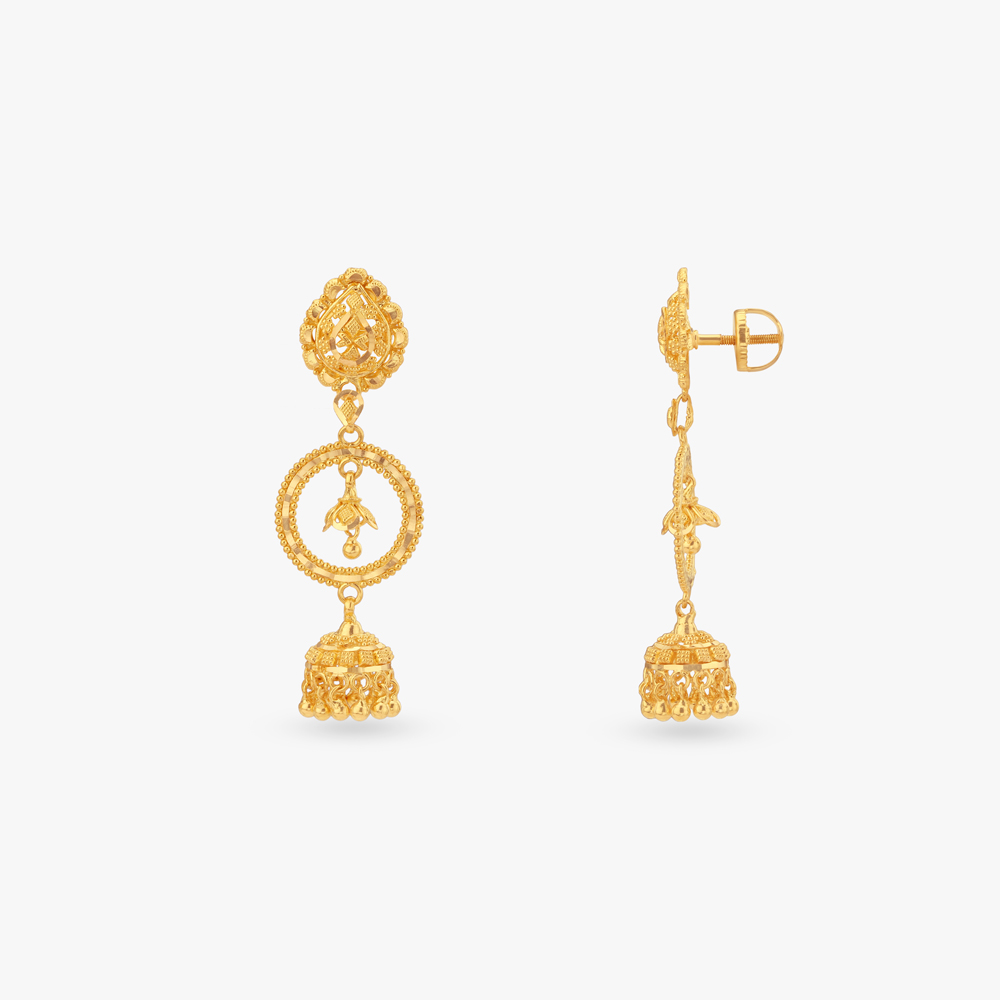 Regal Grace Gold Jhumka Earrings,,hi-res image number null