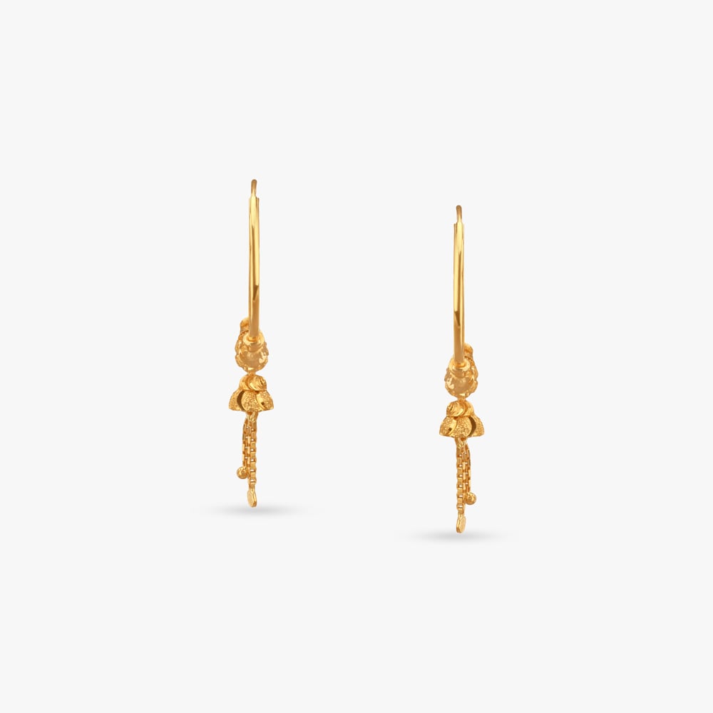 Twinkle Tassel Gold Hoop Earrings,,hi-res image number null