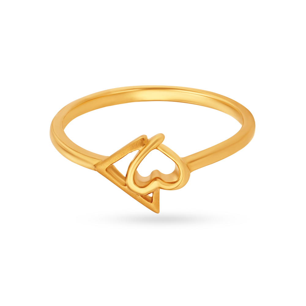Heart And Triangle Gold Finger Ring,,hi-res image number null