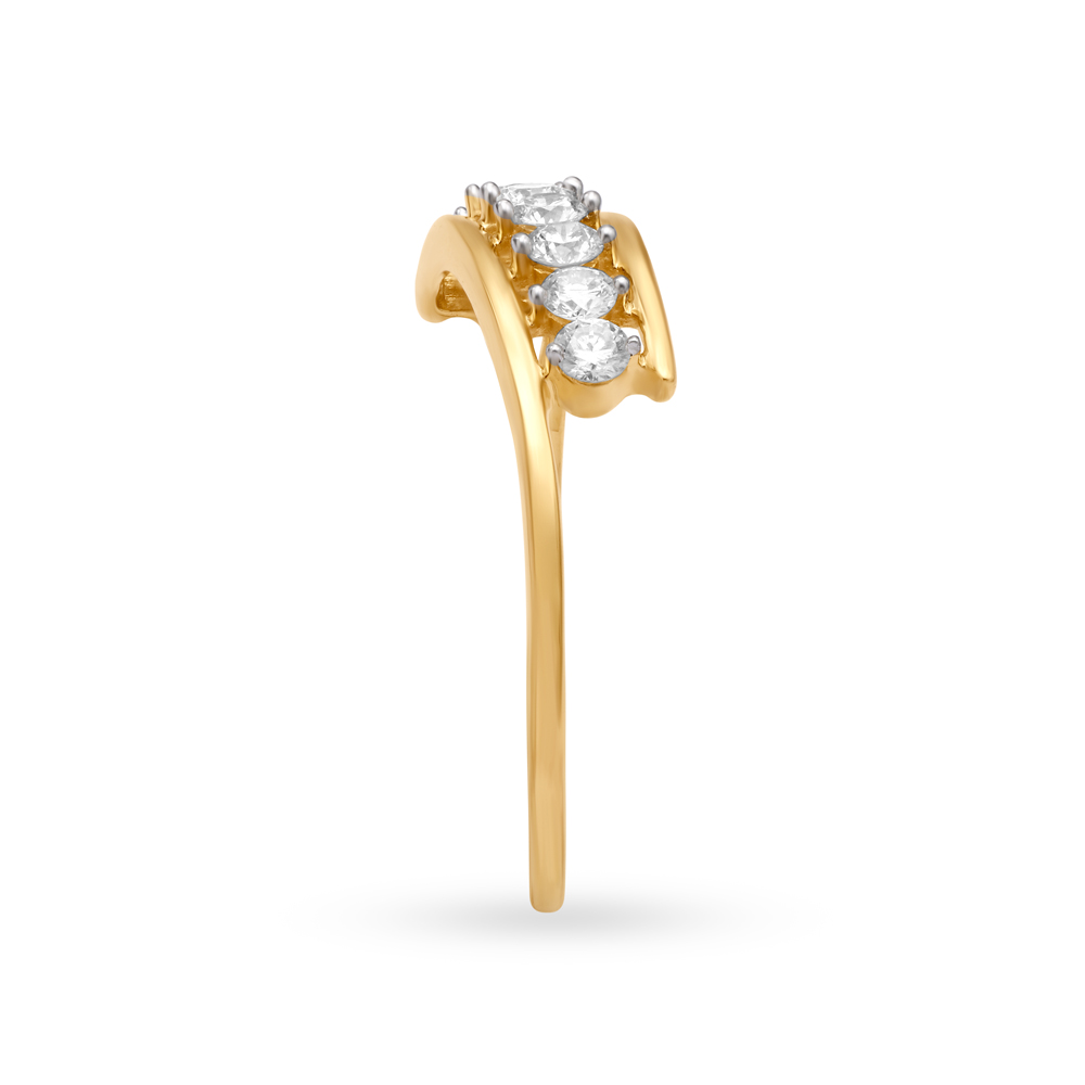 Enchanting 18 Karat Yellow Gold And Diamond Trail Finger Ring,,hi-res image number null