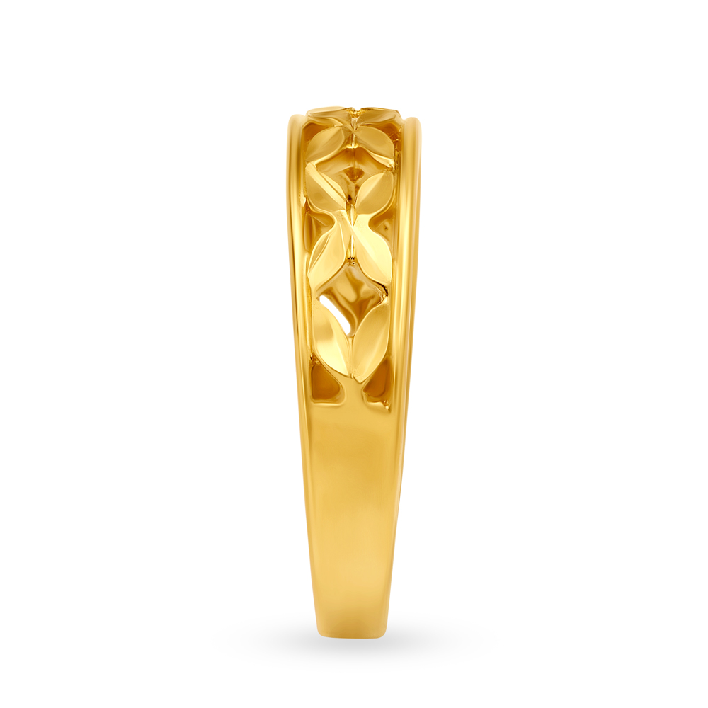 Classic 22 Karat Yellow Gold Floral Finger Ring,,hi-res image number null