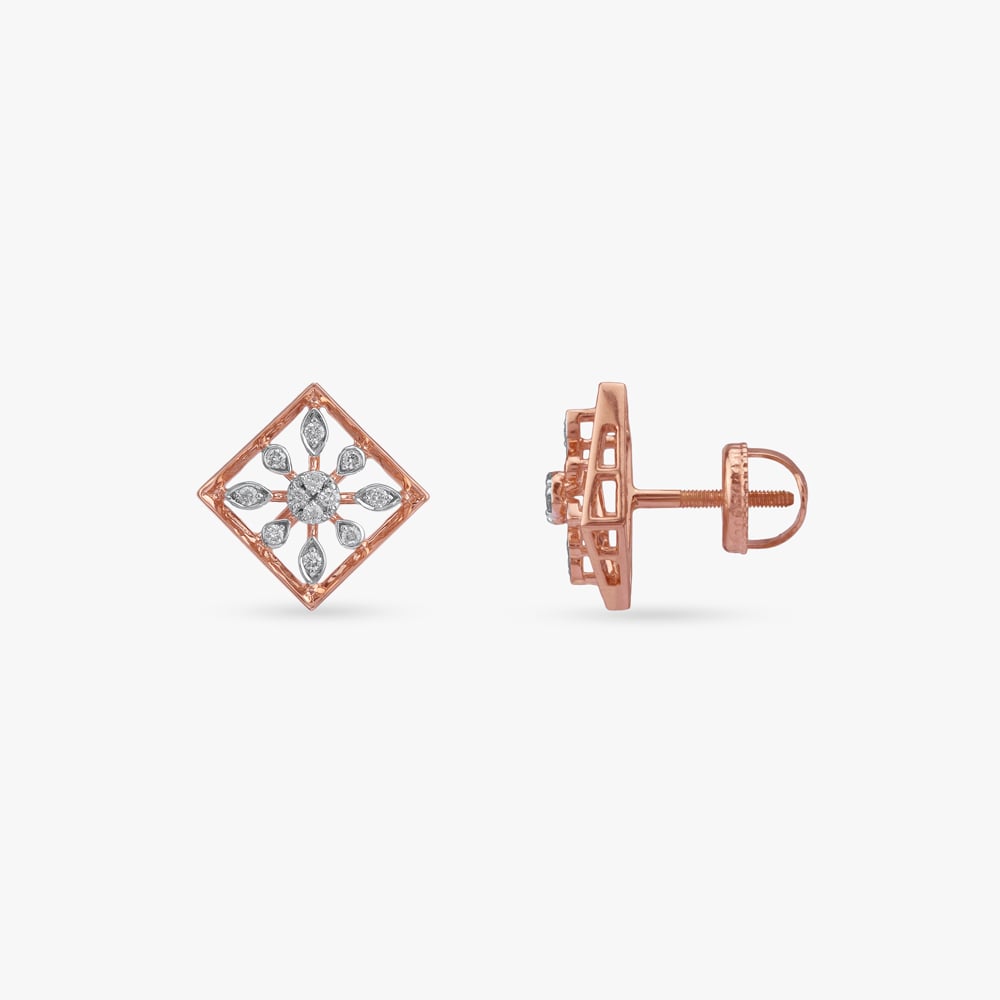 Bloom Square Diamond Stud Earrings,,hi-res image number null